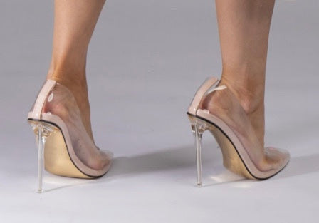 clear Gold Bottom heels