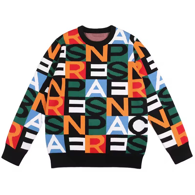 men's Retro letter sweater
