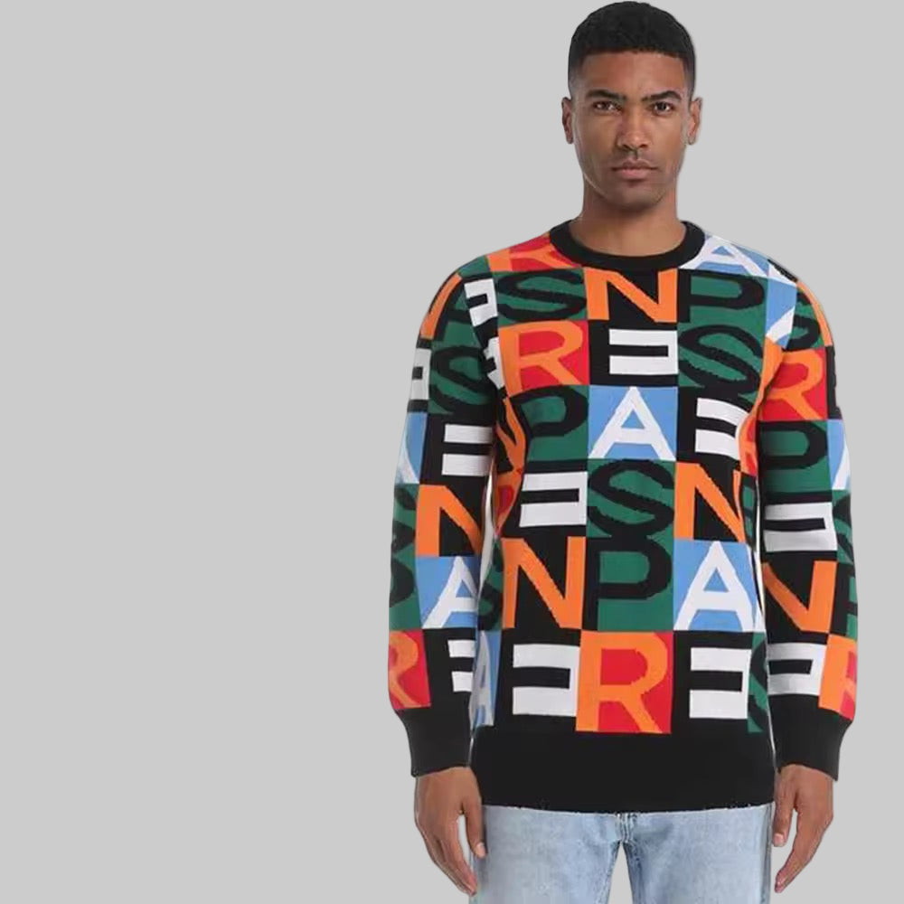 men's Retro letter sweater