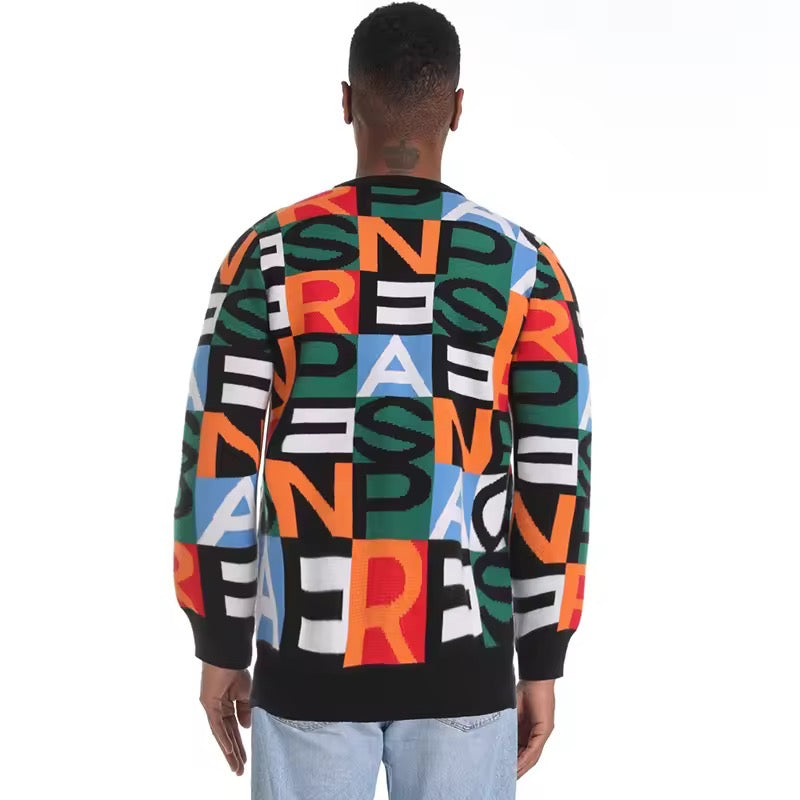 men's Retro letter sweater