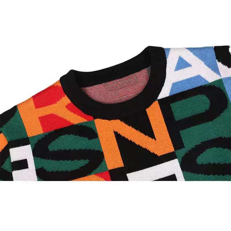 men's Retro letter sweater