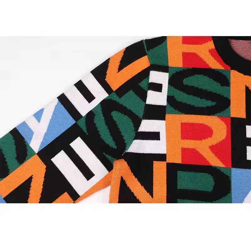 men's Retro letter sweater