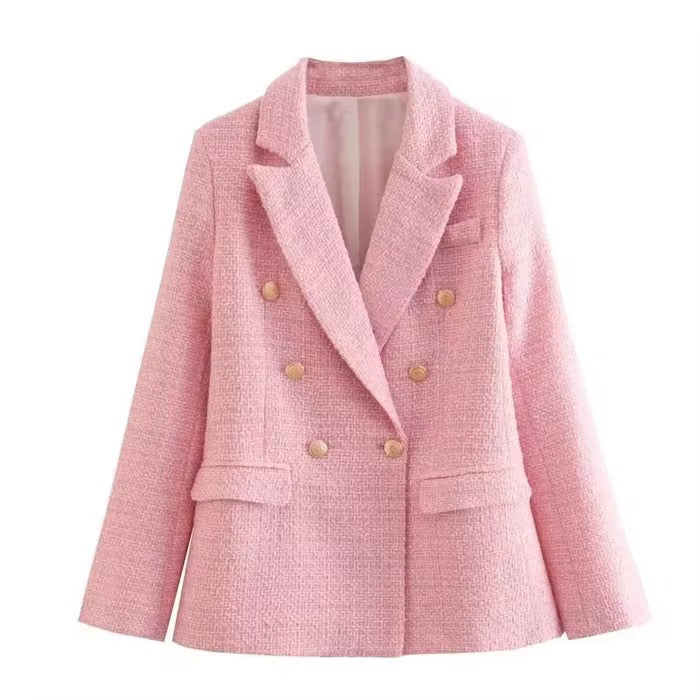 Double breasted tweed blazer