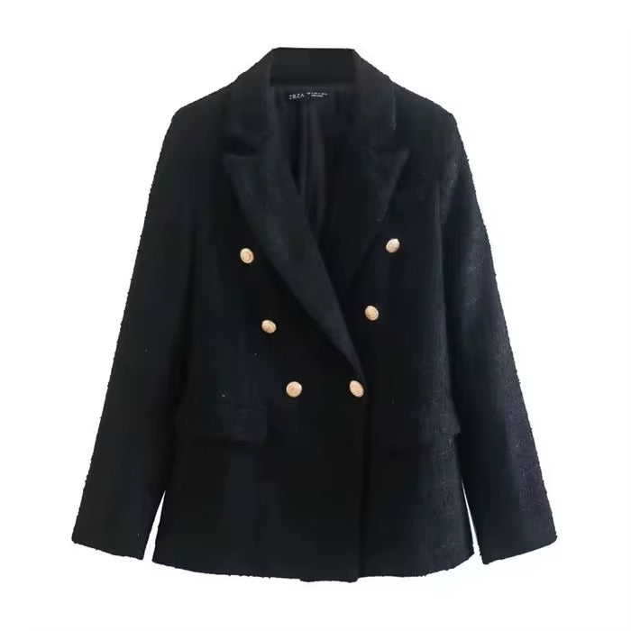 Double breasted tweed blazer
