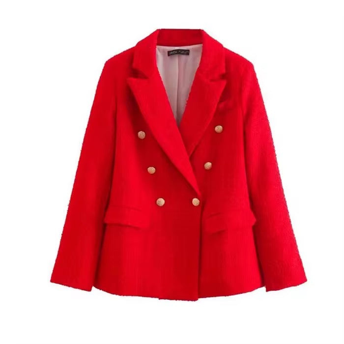 Double breasted tweed blazer