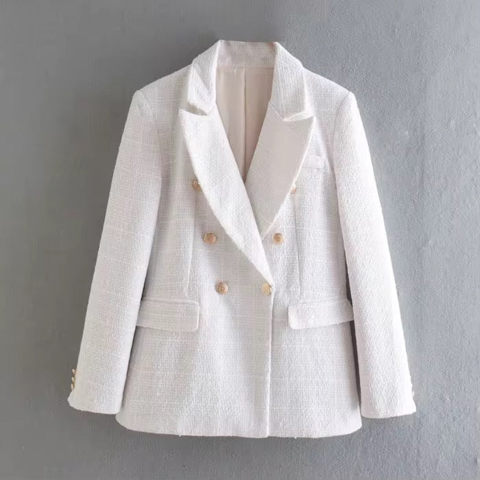 Double breasted tweed blazer