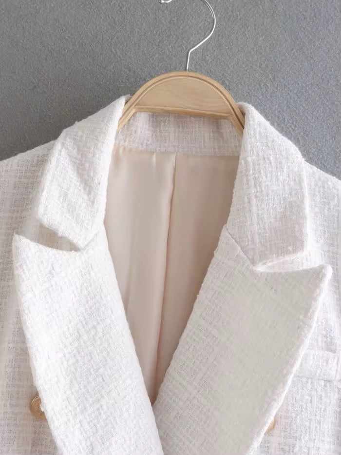 Double breasted tweed blazer