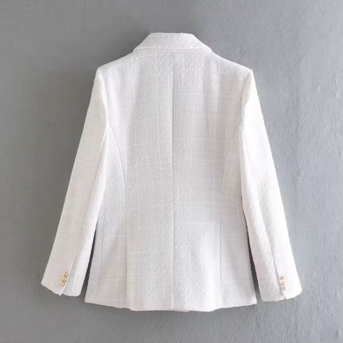 Double breasted tweed blazer