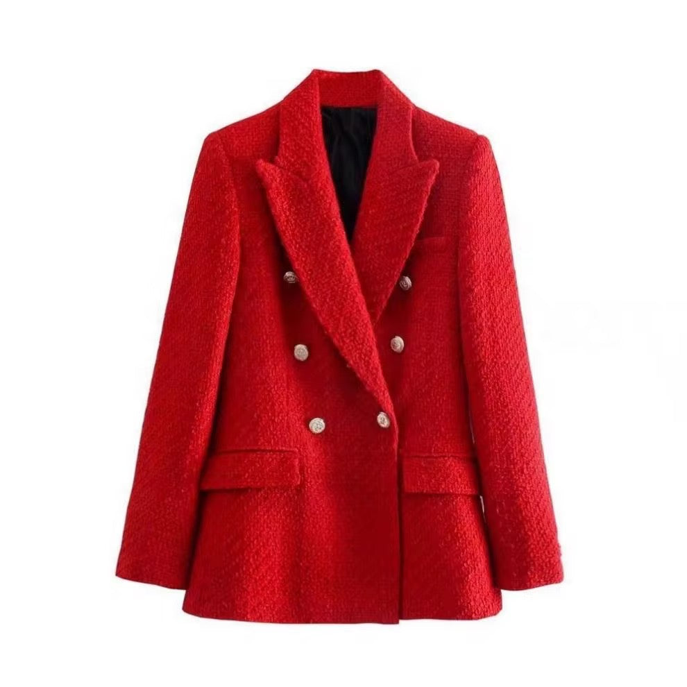 Double breasted tweed blazer