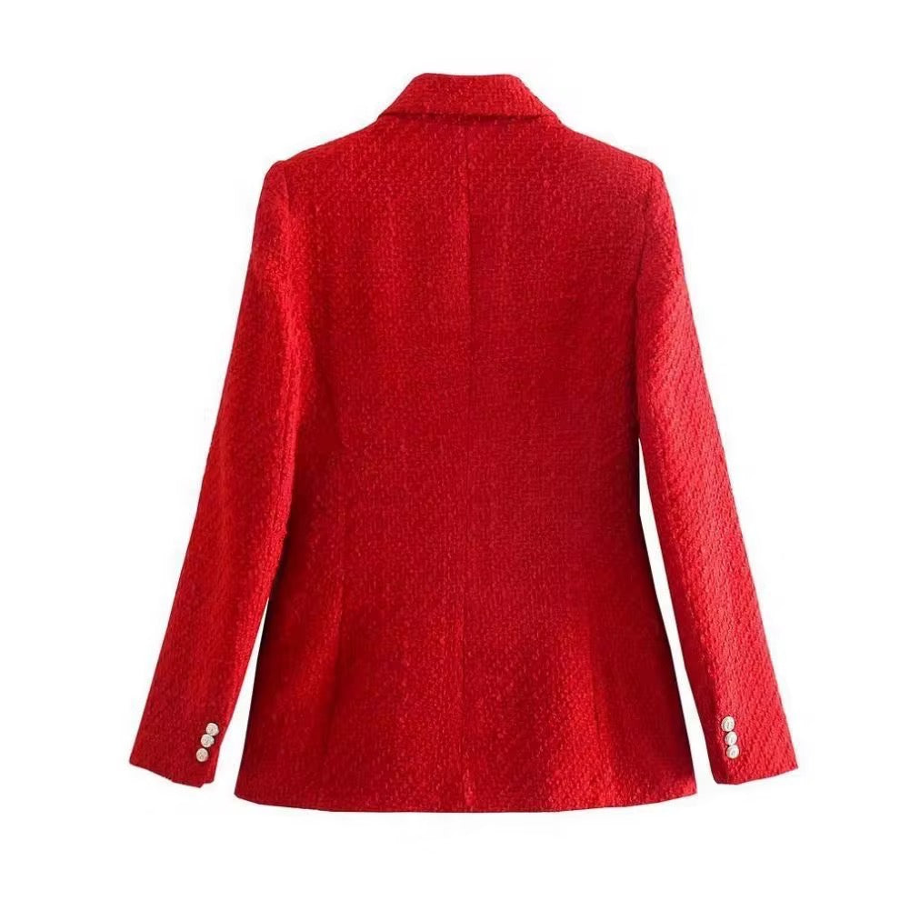 Double breasted tweed blazer