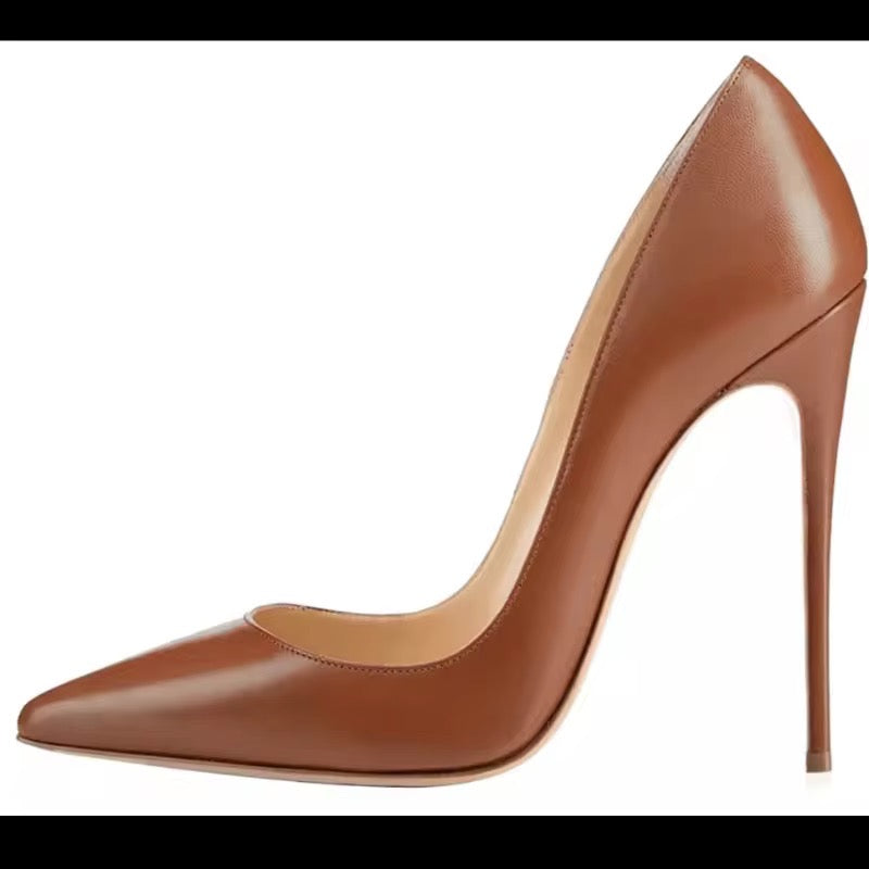 Gold bottom nude pump heels