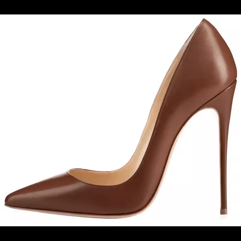Gold bottom nude pump heels